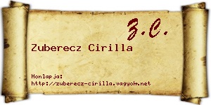 Zuberecz Cirilla névjegykártya